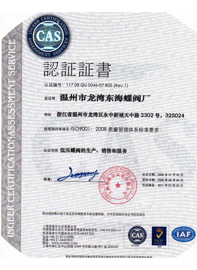 ISO9001 Certification certificate